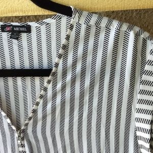 Business Casual: Striped Short-Sleeve Blouse